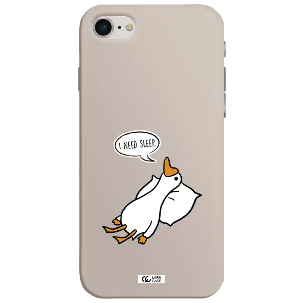 a cartoon of a duck with a pillow Apple iPhone se 2020 Silicone Stone Case