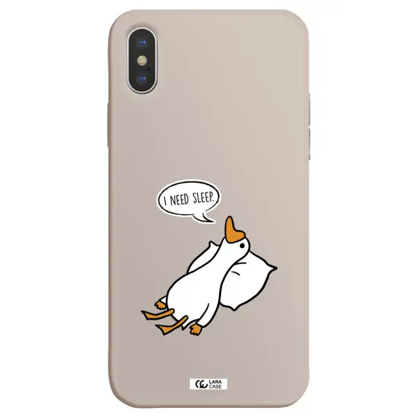 a cartoon of a duck with a pillow Apple iPhone X Silicone Stone Case