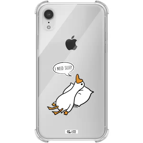 a cartoon of a duck with a pillow Apple iPhone XR Clear PC Case