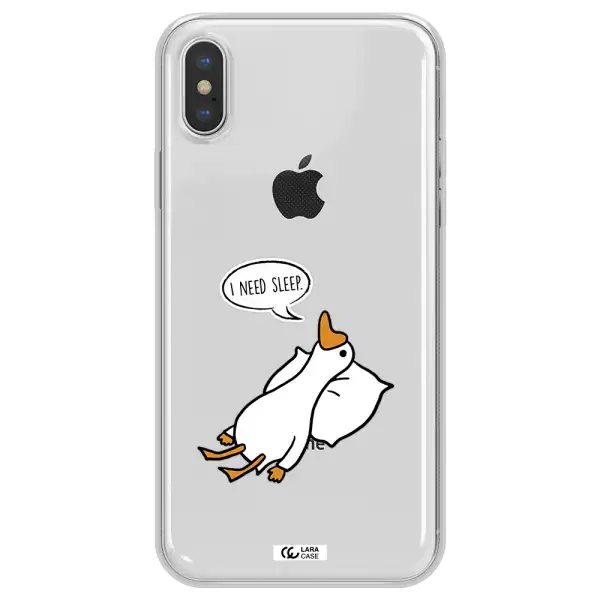 a cartoon of a duck with a pillow Apple iPhone XS max Clear TPU Case