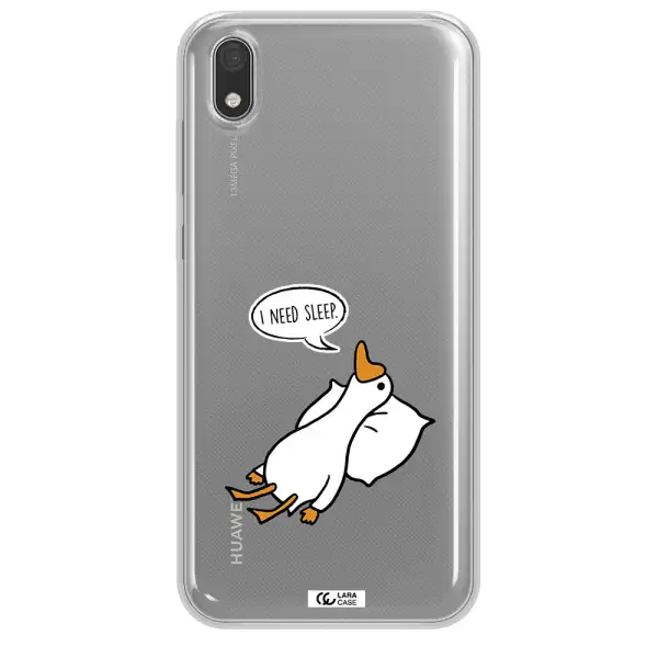 a cartoon of a duck with a pillow Huawei Honor 8S Clear TPU Case