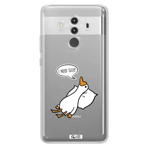 a cartoon of a duck with a pillow Huawei Mate 10 Clear TPU Case