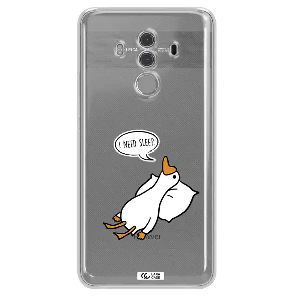 a cartoon of a duck with a pillow Huawei Mate 10 Pro Clear TPU Case