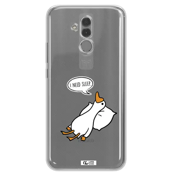 a cartoon of a duck with a pillow Huawei Mate 20 Lite Clear TPU Case