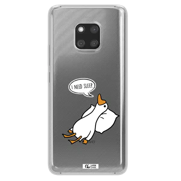 a cartoon of a duck with a pillow Huawei Mate 20 Pro Clear TPU Case