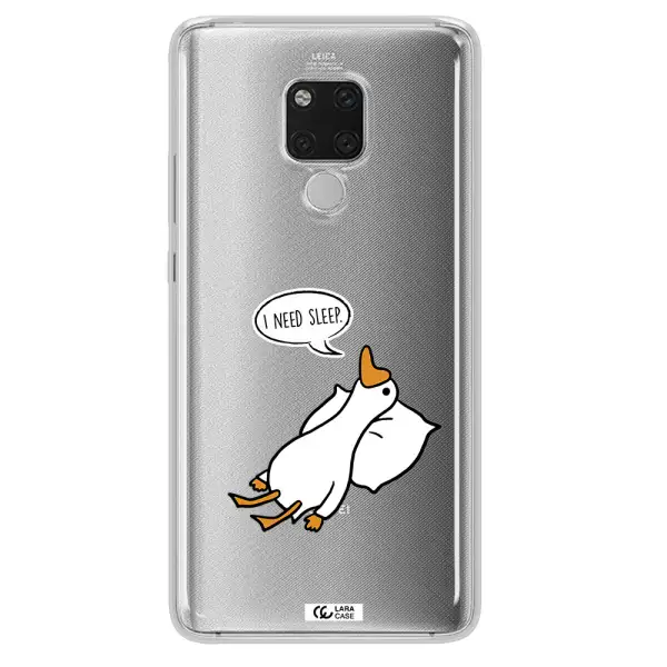 a cartoon of a duck with a pillow Huawei Mate 20X Clear TPU Case