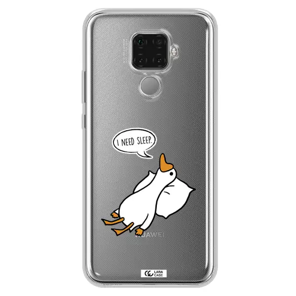 a cartoon of a duck with a pillow Huawei Mate 30 Lite Clear TPU Case