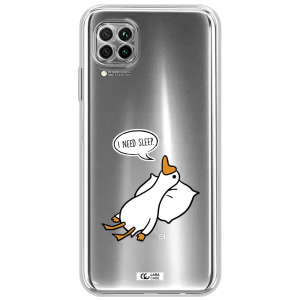 A Cartoon Of A Duck With A Pillow Huawei Nova 7I Clear Tpu Case