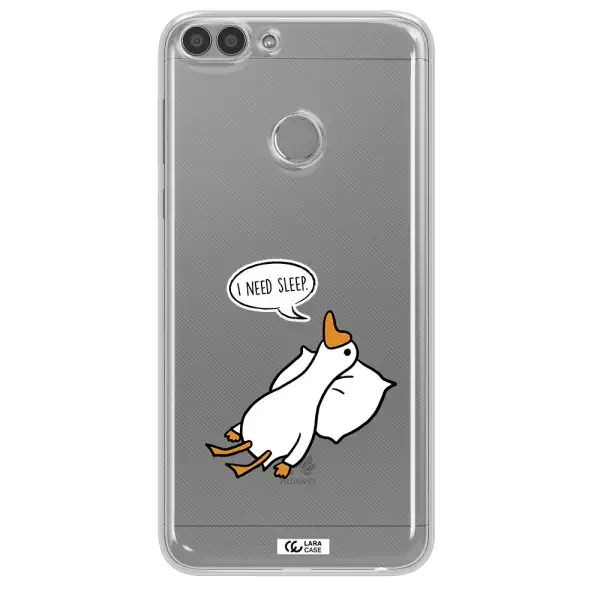 a cartoon of a duck with a pillow Huawei P Smart 2017 Clear TPU Case