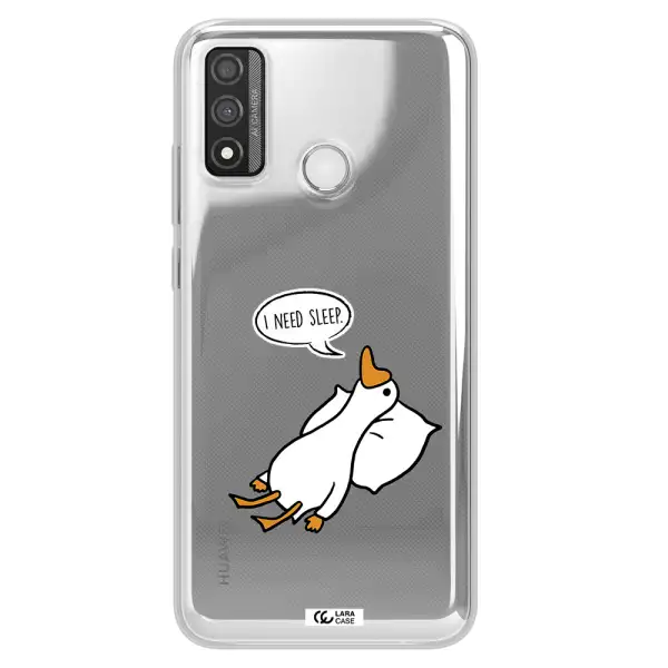 a cartoon of a duck with a pillow Huawei P Smart 2020 Clear TPU Case