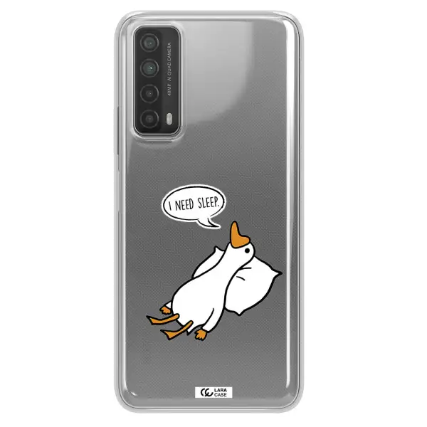 a cartoon of a duck with a pillow Huawei P Smart 2021 Clear TPU Case