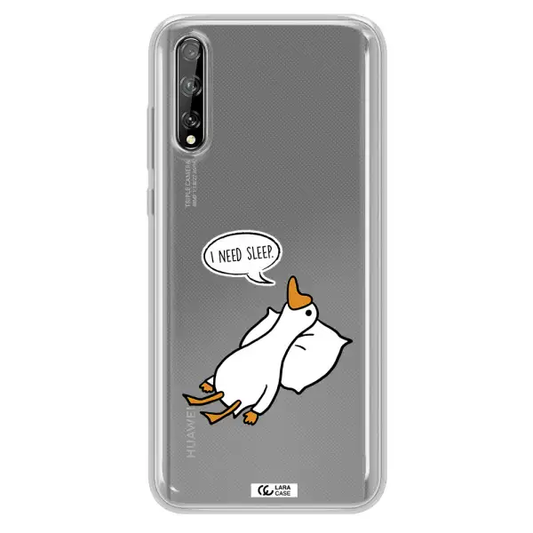 a cartoon of a duck with a pillow Huawei P Smart S Clear TPU Case