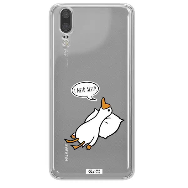 a cartoon of a duck with a pillow Huawei P20 Clear TPU Case