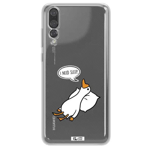 a cartoon of a duck with a pillow Huawei P20 Pro Clear TPU Case