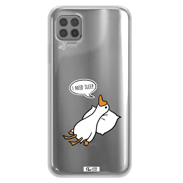a cartoon of a duck with a pillow Huawei P40 Lite Clear TPU Case