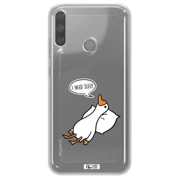 a cartoon of a duck with a pillow Huawei P40 Lite E Clear TPU Case