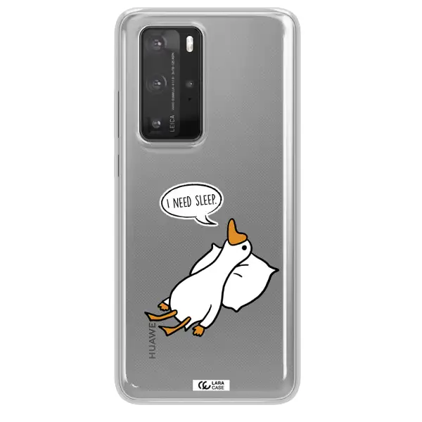 a cartoon of a duck with a pillow Huawei P40 Pro Clear TPU Case
