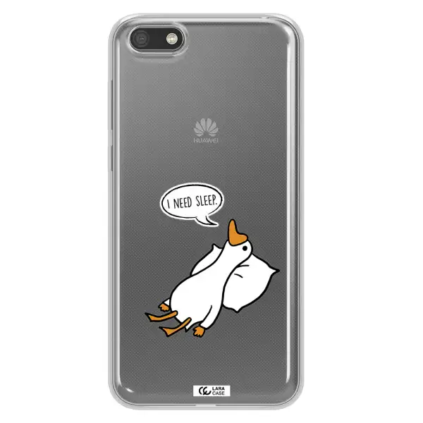 a cartoon of a duck with a pillow Huawei Y5 2018 Clear TPU Case