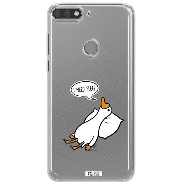 a cartoon of a duck with a pillow Huawei Y7 Prime 2018 Clear TPU Case