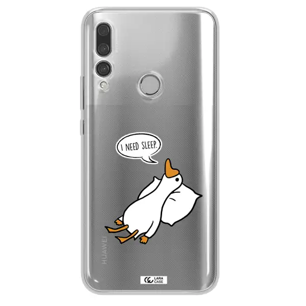 a cartoon of a duck with a pillow Huawei Y9 Prime 2019 Clear TPU Case