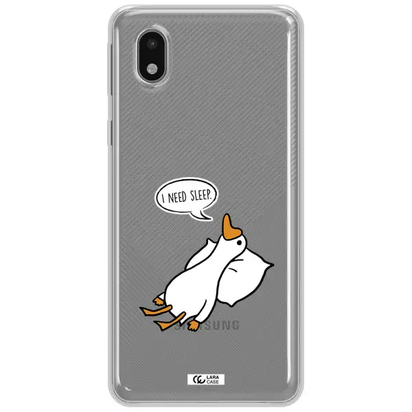 A Cartoon Of A Duck With A Pillow Samsung A01 Core Clear Tpu Case