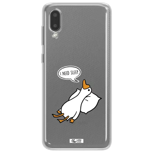 a cartoon of a duck with a pillow Samsung A02 Clear TPU Case