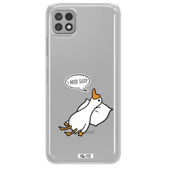 a cartoon of a duck with a pillow Samsung A22 5g Clear TPU Case