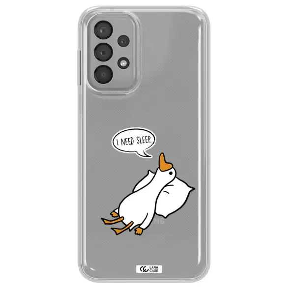 a cartoon of a duck with a pillow Samsung A33 Clear TPU Case