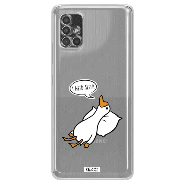 A Cartoon Of A Duck With A Pillow Samsung A40S Clear Tpu Case