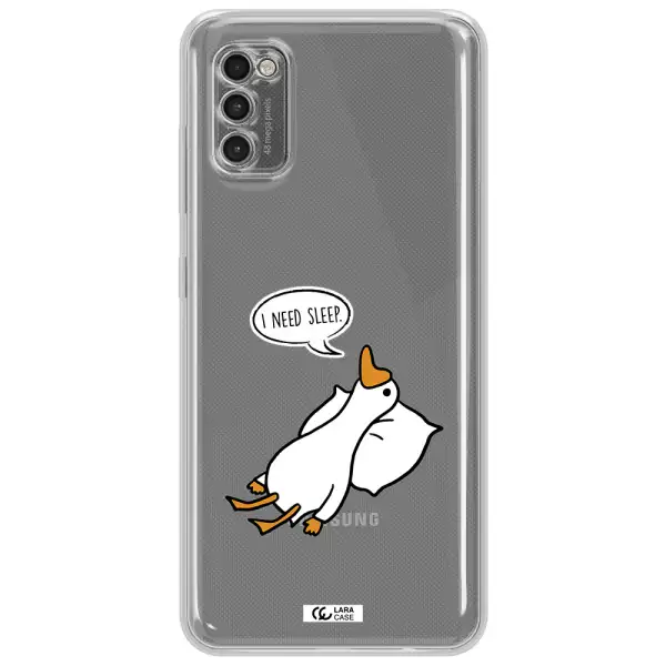 A Cartoon Of A Duck With A Pillow Samsung A41 Clear Tpu Case