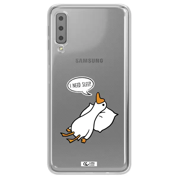 a cartoon of a duck with a pillow Samsung A7 2018 Clear TPU Case