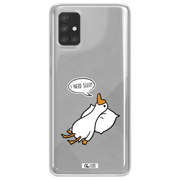 a cartoon of a duck with a pillow Samsung A71 Clear TPU Case