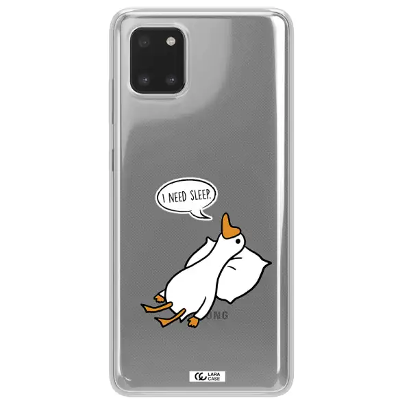 a cartoon of a duck with a pillow Samsung A81 Clear TPU Case