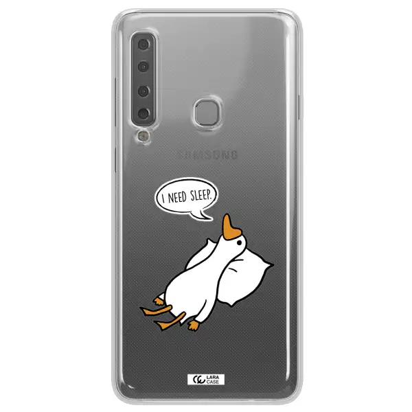 a cartoon of a duck with a pillow Samsung A9 2018 Clear TPU Case