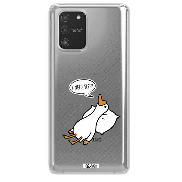 a cartoon of a duck with a pillow Samsung A91 Clear TPU Case