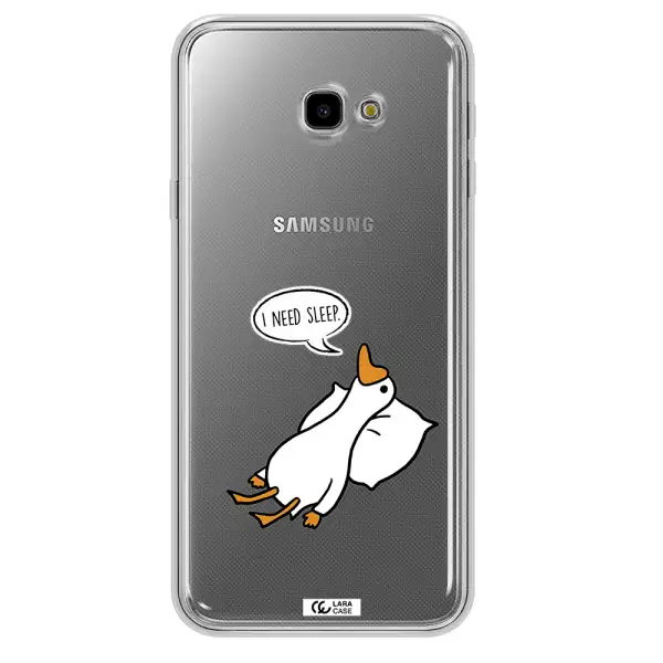 a cartoon of a duck with a pillow Samsung J4 Plus Clear TPU Case
