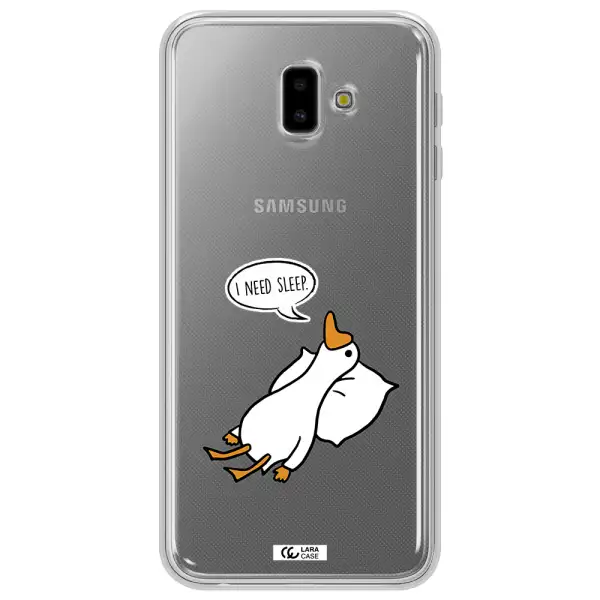 a cartoon of a duck with a pillow Samsung J6 Plus Clear TPU Case