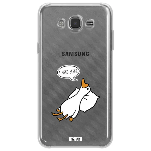 a cartoon of a duck with a pillow Samsung J7 Core Clear TPU Case