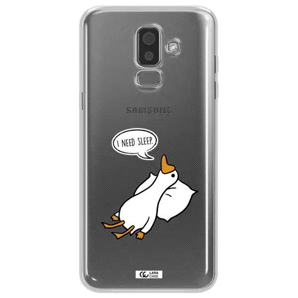 a cartoon of a duck with a pillow Samsung J8 Clear TPU Case