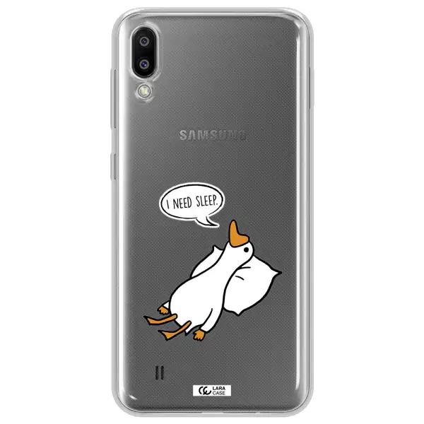a cartoon of a duck with a pillow Samsung M10 Clear TPU Case