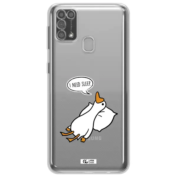 a cartoon of a duck with a pillow Samsung M31 Clear TPU Case