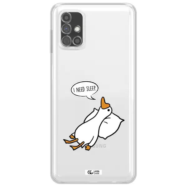 a cartoon of a duck with a pillow Samsung M51 Clear TPU Case