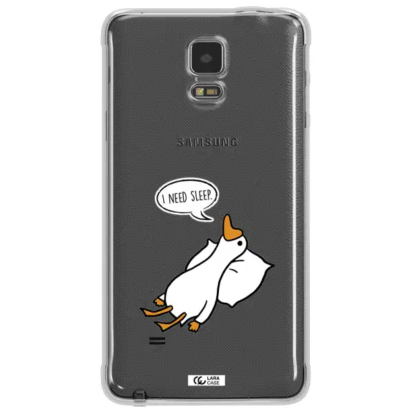 a cartoon of a duck with a pillow Samsung Note 4 Clear TPU Case