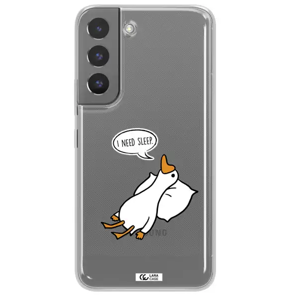 a cartoon of a duck with a pillow Samsung S 22 Clear TPU Case