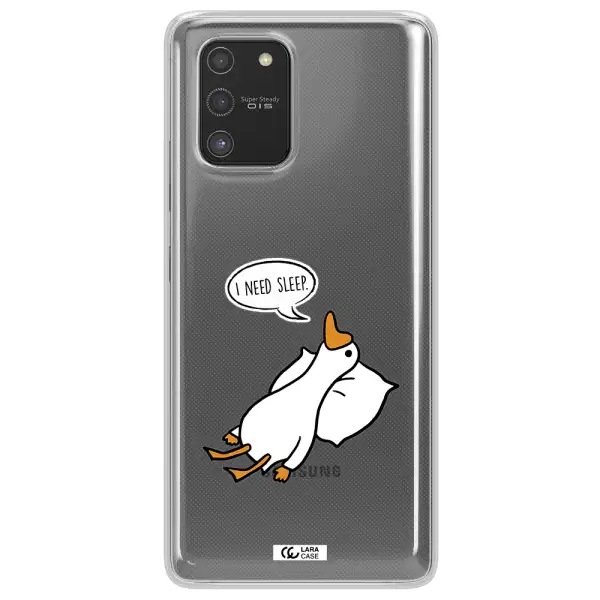 a cartoon of a duck with a pillow Samsung S10 Lite Clear TPU Case