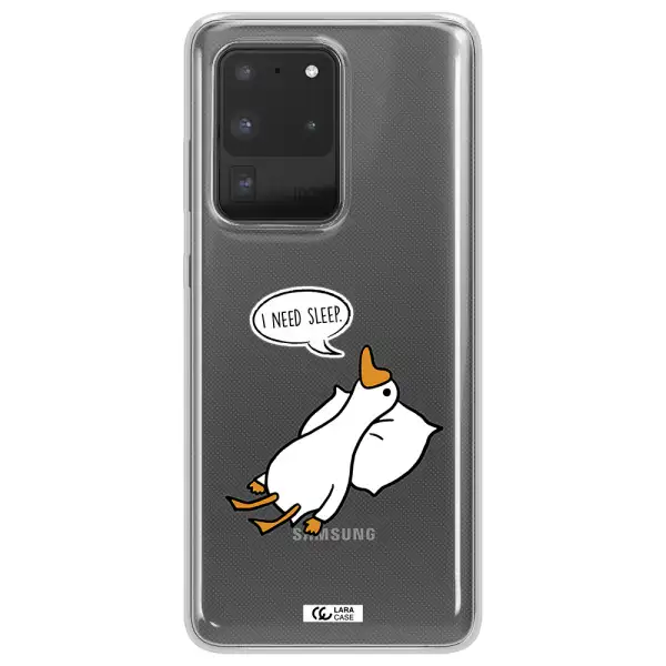 a cartoon of a duck with a pillow Samsung S20 Ultra Clear TPU Case