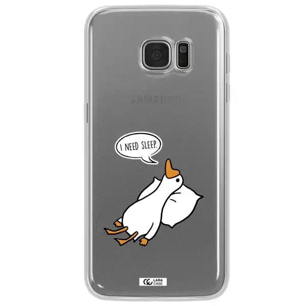 a cartoon of a duck with a pillow Samsung S7 Edge Clear TPU Case