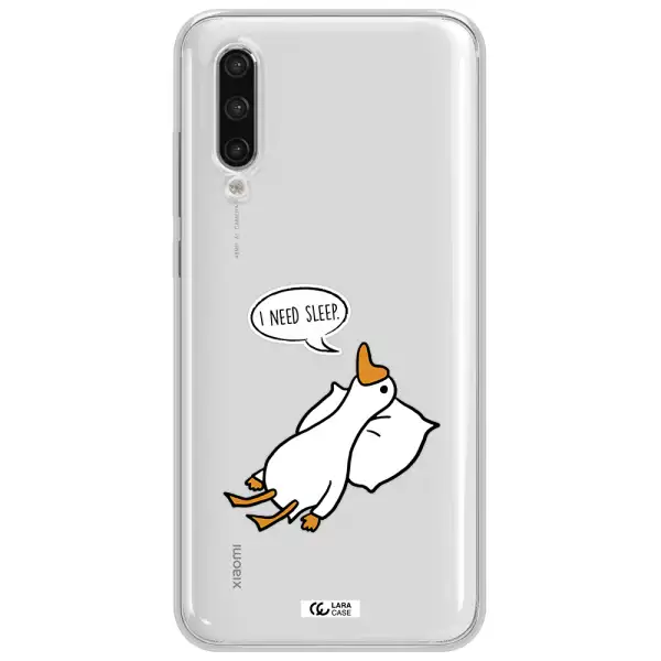 A Cartoon Of A Duck With A Pillow Xiaomi Mi 9 Lite Clear Tpu Case