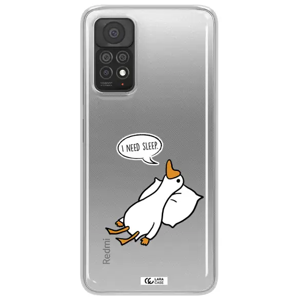 a cartoon of a duck with a pillow Xiaomi Note 11 Pro Clear TPU Case