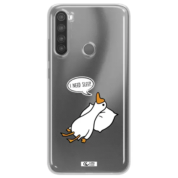 a cartoon of a duck with a pillow Xiaomi Note 8 Clear TPU Case